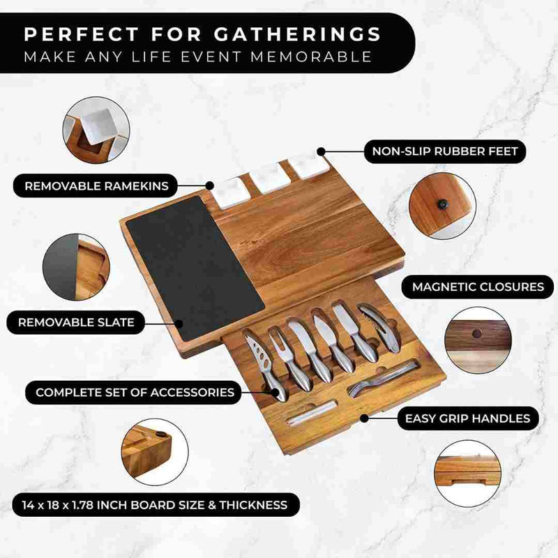 Thoughtfol Charcuterie Sets Exquisite Acacia Wood Charcuterie Board Set with Charcuterie Guide | Thoughtfols Premium Gift Collection: The Ultimate Gift for a food enthusiast | Perfect Gift for Housewarming, Wedding and Welcoming