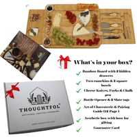 Thoughtfol Charcuterie Sets Thoughtfol Deluxe Bamboo Cheese Board Set | Charcuterie and Pairing Guide | Large Wooden Board | Unique Housewarming Gift | Perfect for Appetizers, Cheese Platters, Meat and Cheese Trays | Wood Serving Board | The Ultimate Gift for Food Enthusiasts!